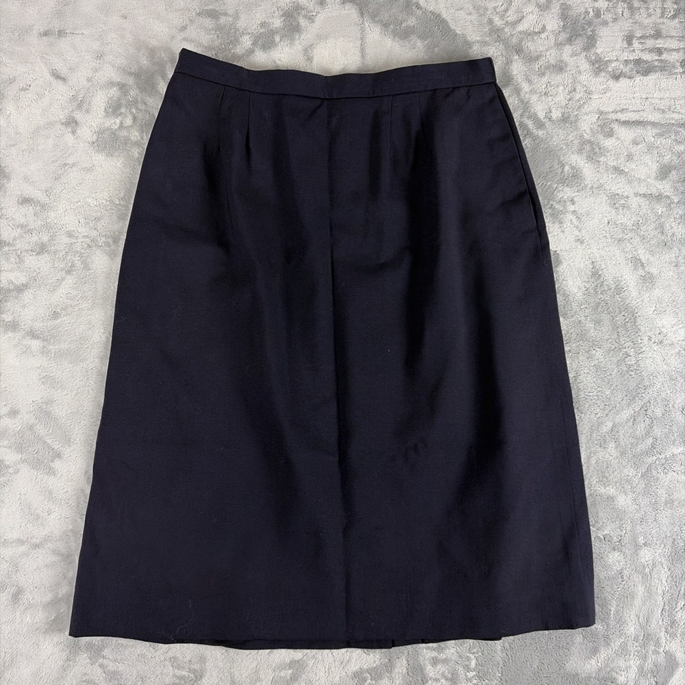 Vintage The Forgotten Woman 100% Wool A Line Skirt Navy Blue Size 32
